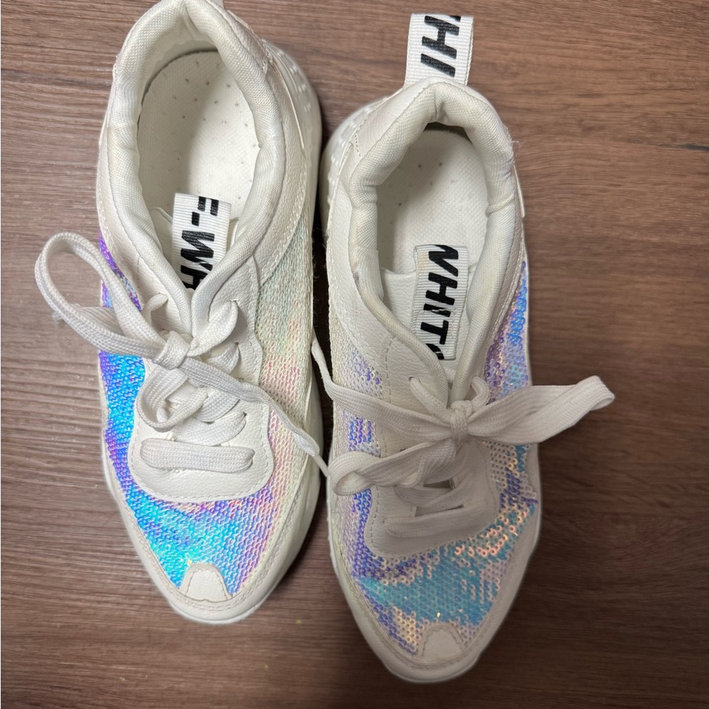 White holographic and Iridescent Sneakers